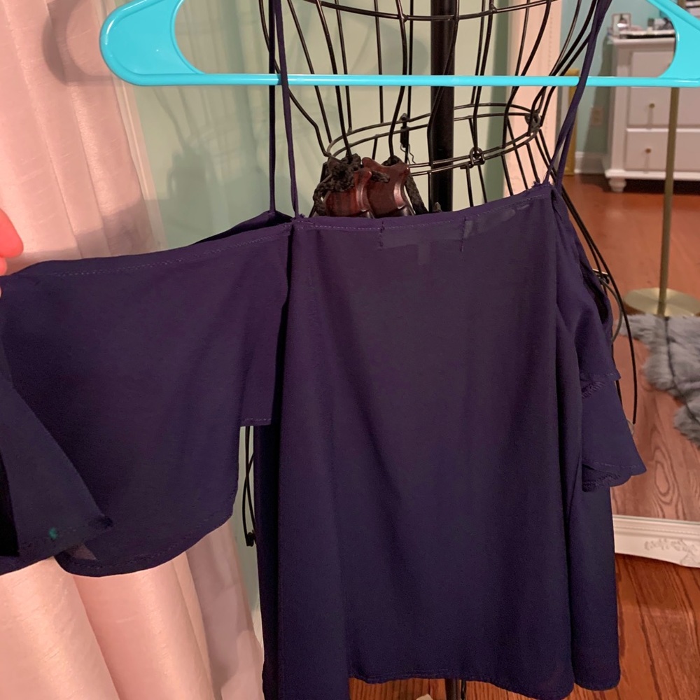 Chiffon navy blue top from Francessca’s.